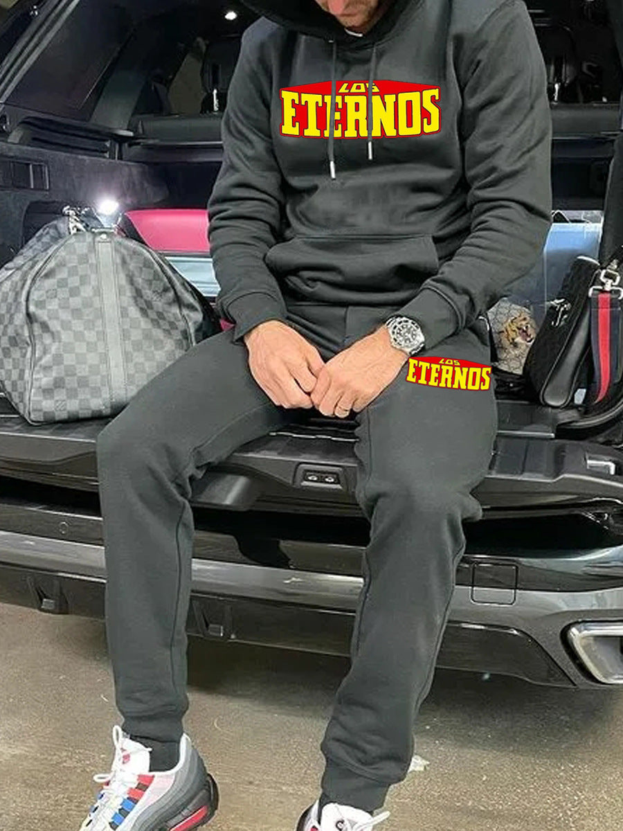 Men's sporty hoodie and jogger pants set with catchy logo Chic and Style