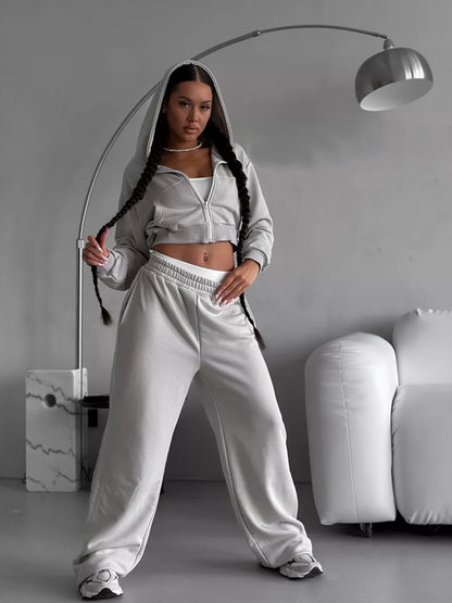 Women's modern Cropped Hoodie and wide jogger pants Set Chic and Style
