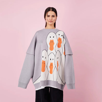 Dame Sweatshirt avec motif de canard créatif et coupe décontractée Chic und Stil