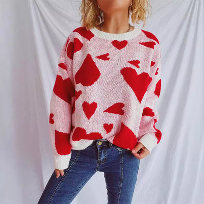 Pull oversized pour femmes avec motif en forme de cœur Chic und Stil