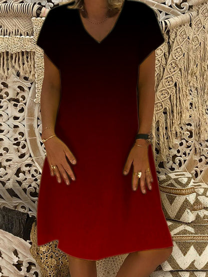 Dames loisirs robe shift col en V Chic und Stil