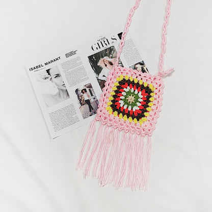 Sac à bandoulière à pompons en crochet pour femmes Chic und Stil