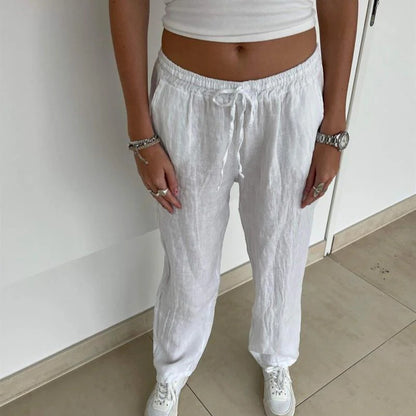 Loose linen pants for women with elastic waistband and side pockets Chic and Style