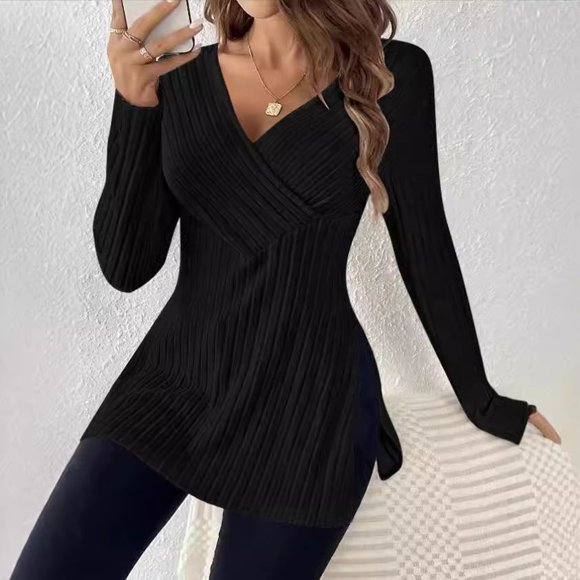 Top à enroulement pour femmes avec un design à côtes texturé et une coupe moderne Chic und Stil