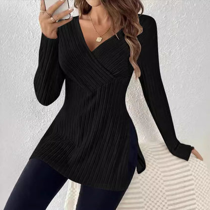 Top à enroulement pour femmes avec un design à côtes texturé et une coupe moderne Chic und Stil