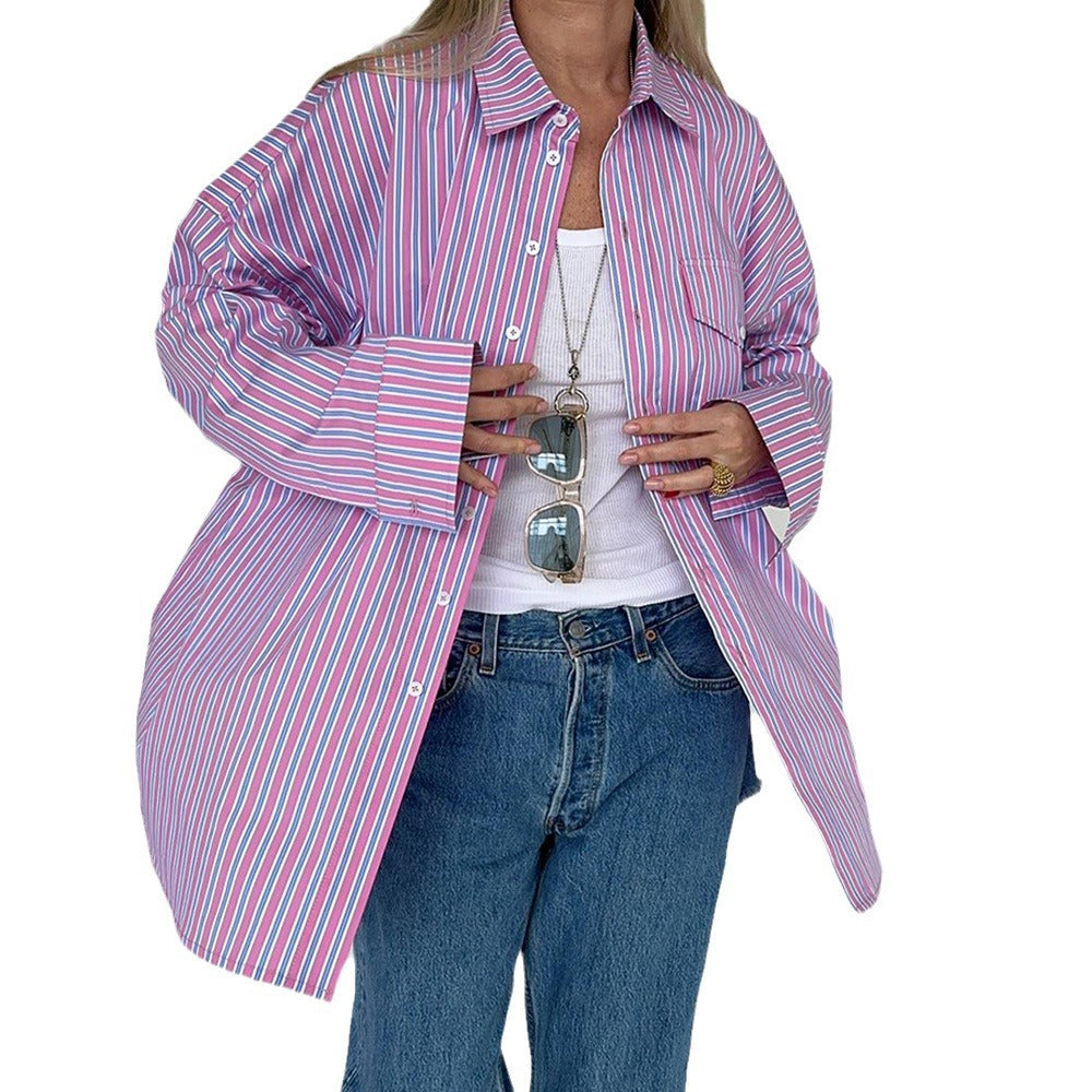 Chemisier oversize pour femmes avec de fines rayures Chic und Stil