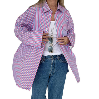 Chemisier oversize pour femmes avec de fines rayures Chic und Stil