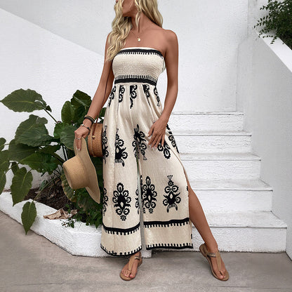 Combinaison large sans manches pour femmes avec détail brodé Chic und Stil
