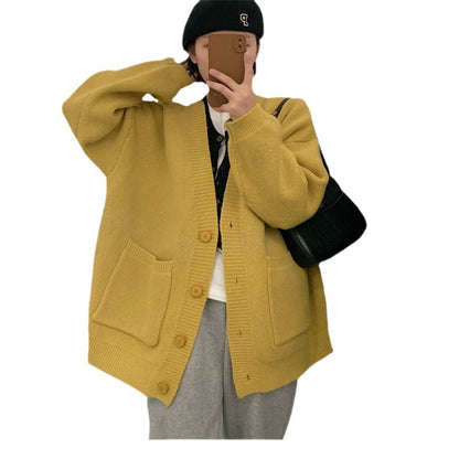 Femme pull-over douillet avec grandes poches et boutonnière intégrale Chic und Stil