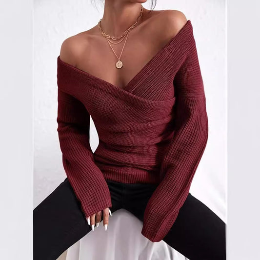 Pull à enroulement décontracté pour femmes avec un décolleté en V profond et une coupe décontractée Chic und Still