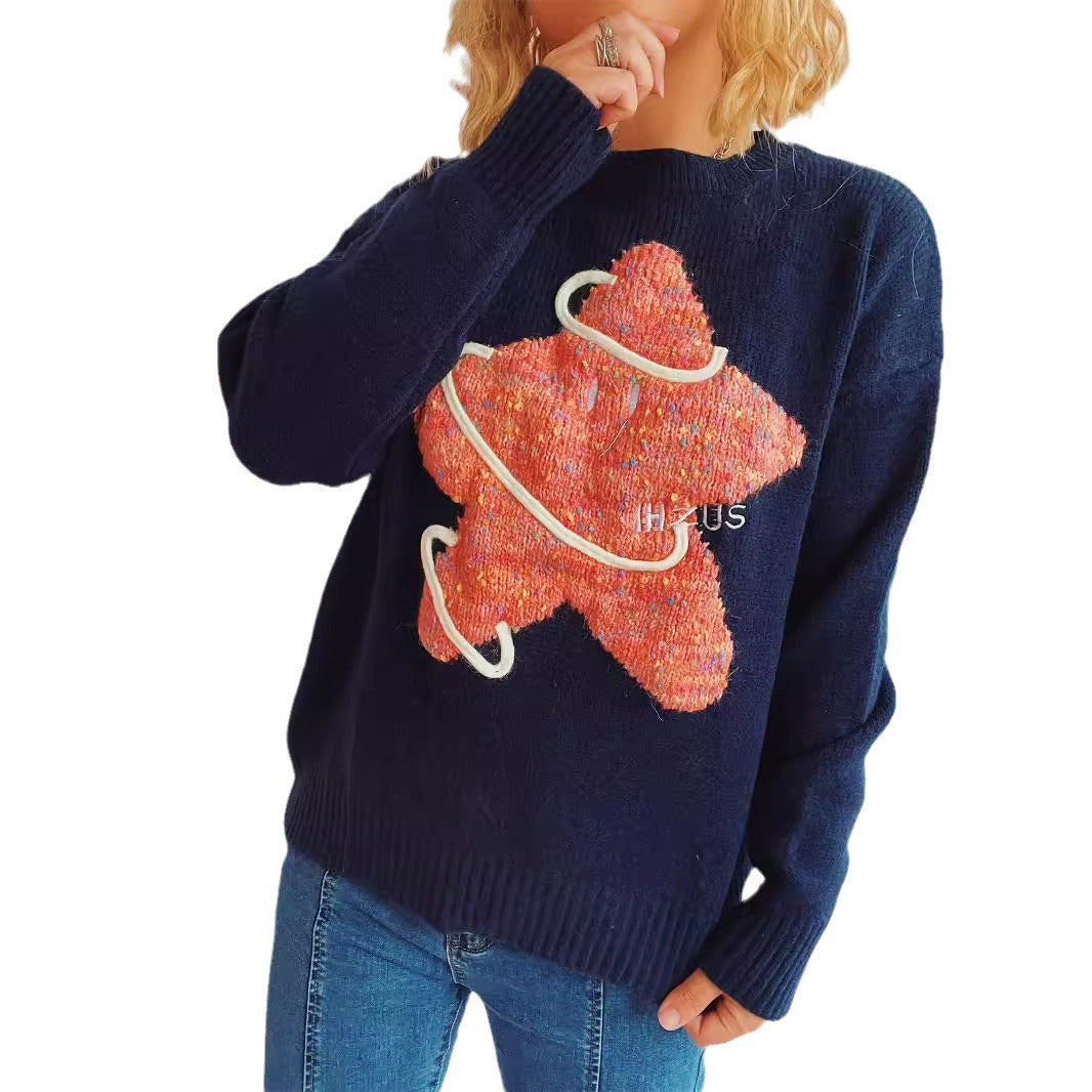 Pull en tricot pour femmes avec motif créatif et coupe décontractée Chic und Stil