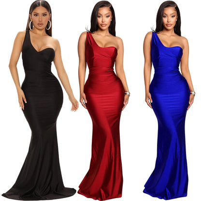 Robes de soirée satin à une épaule Chic und Stil