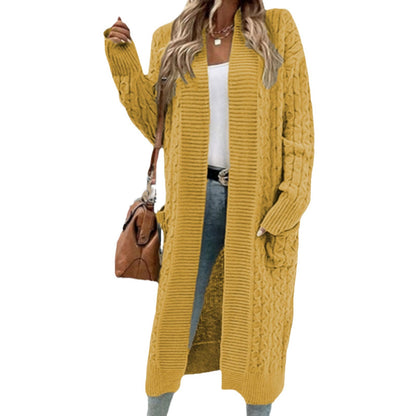 Dames cardigan en grosse maille avec poches ouvertes et finition en câble texturée Chic und Stil