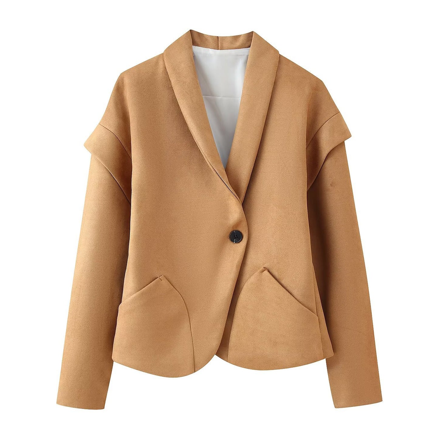 Dames élégante veste en suede avec poches tendance Chic und Stil