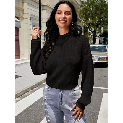 Femmes Pull en tricot à la mode avec décolleté large Chic und Stil
