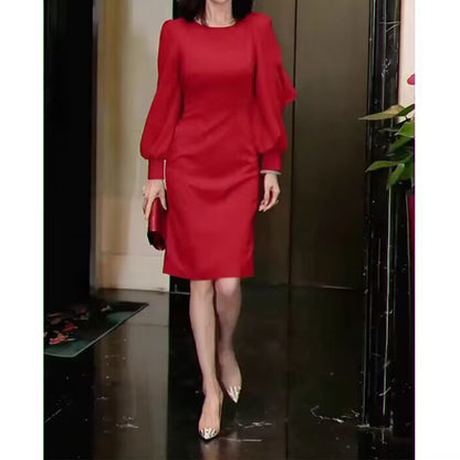 Robe midi élégante pour femmes avec manches bouffantes Chic und Stil 1750847001