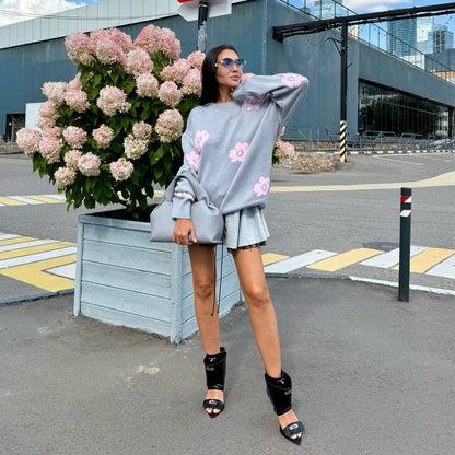 Pull en tricot pour femmes avec motif floral et coupe décontractée Chic und Stil