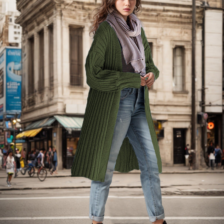 Dames gros tricot cardigan avec manches ouvertes et coupe décontractée Chic und Stil