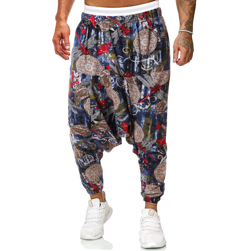 Harem pants for men with unique fancy pattern and elastic waist Chic and Style