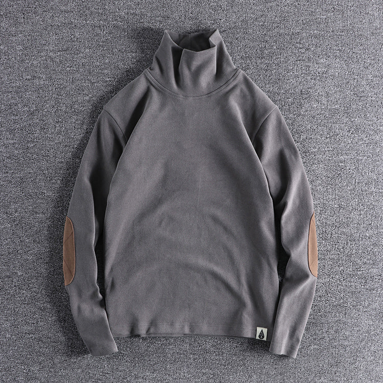 Pull en polaire à col montant pour hommes avec des coudières contrastantes Chic und Stil