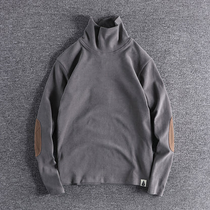 Pull en polaire à col montant pour hommes avec des coudières contrastantes Chic und Stil