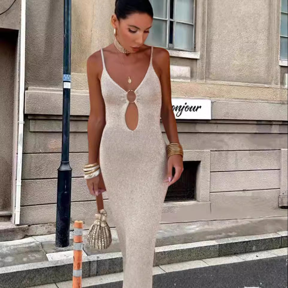 Robe maxi élégante pour femmes avec détail fente Chic und Stil