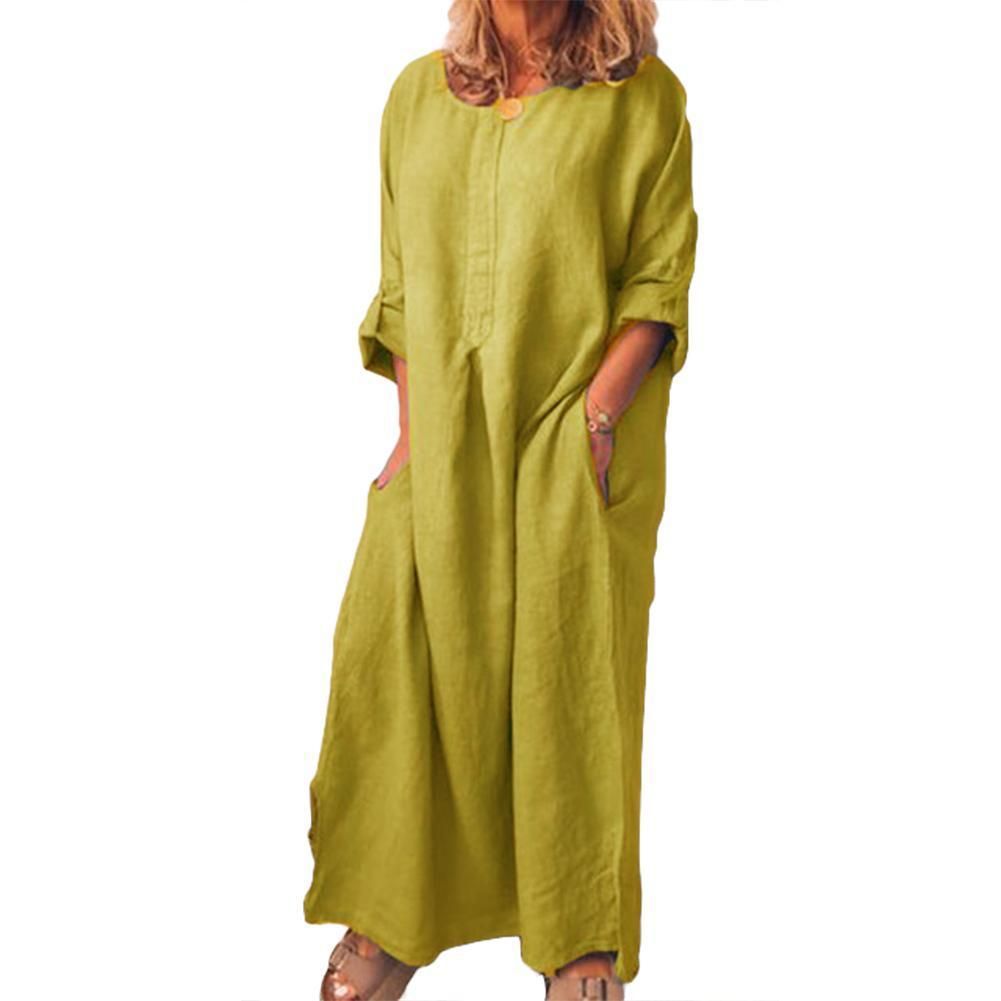 Robe décontractée en lin pour femmes avec poches pratiques et détails de boutons élégants Chic und Stil
