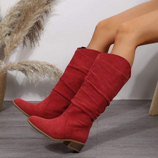 Bottes femmes au-dessus du genou avec design à la mode et confortable talon bloc Chic und Stil