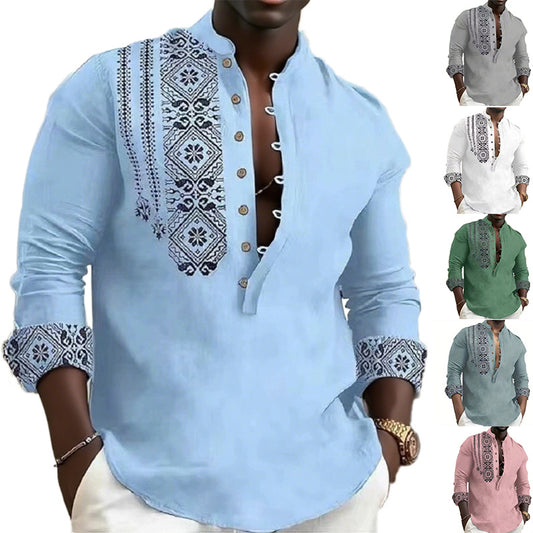 Hommes Chemise à manches longues tendance avec des motifs ethniques élégants Chic und Stil