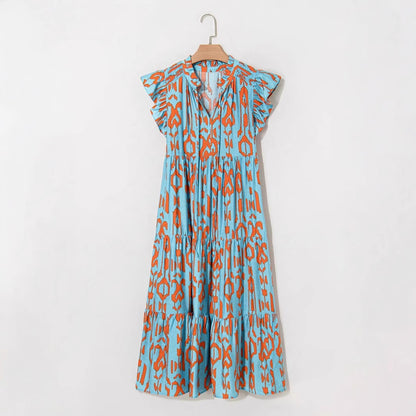 Robe maxi pour femme avec imprimé animal et détails volants Chic und Stil