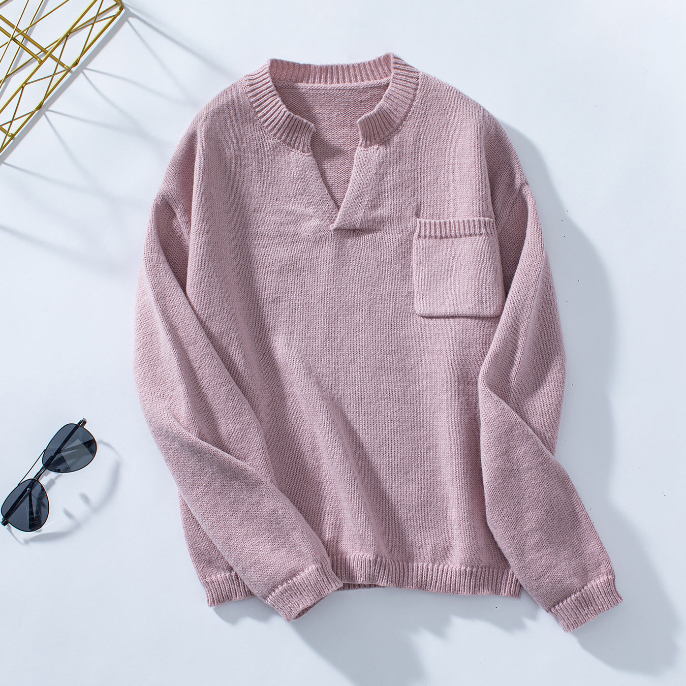 Pull décontracté pour femme avec détails de boutons et poche poitrine Chic und Stil