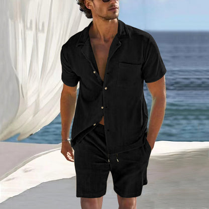 Ensemble de chemise à manches courtes décontractée pour hommes et shorts en tissu respirant Chic und Stil