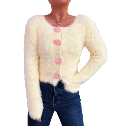 Pull en tricot confortable pour femmes avec boutons en forme de cœur Chic und Stil