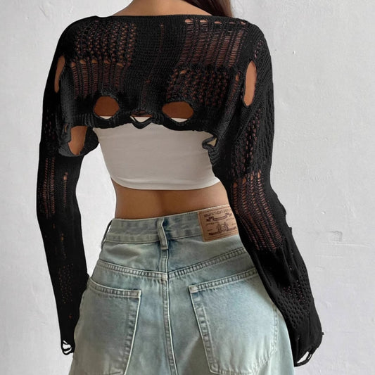 Dames off-shoulder pull-over avec détails découpés et coupe décontractée Chic und Stil