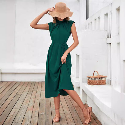 Dames Robe midi élégante avec ceinture à nouer et col classique Chic und Stil