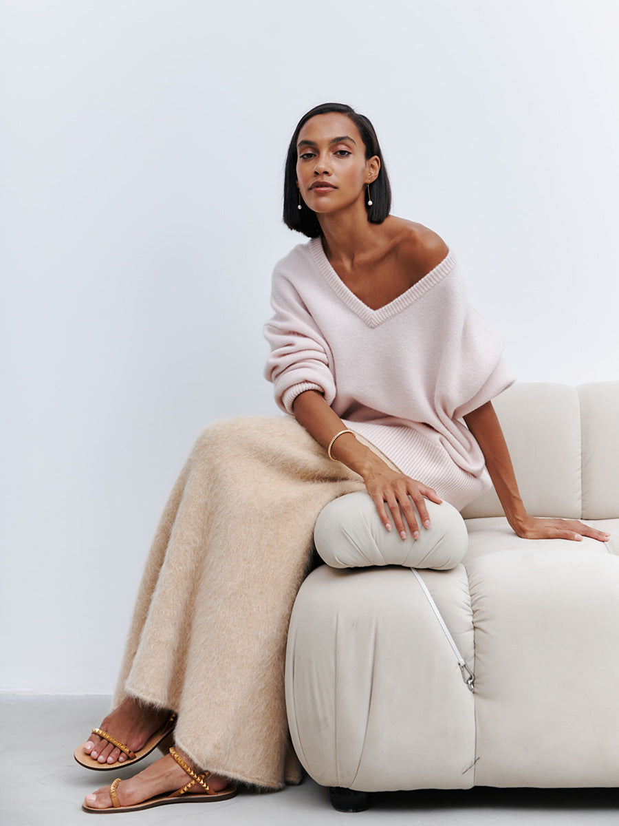 Dames Oversized V-Cou Tricot Pull Chic und Stil