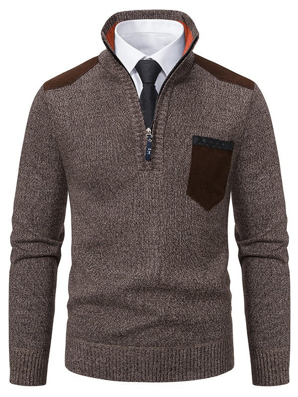 Fashionable men's pullover with short zipper and elegant details Chic and Style
