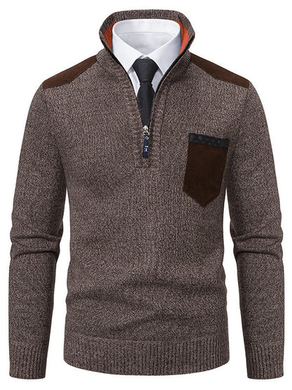 Fashionable men's pullover with short zipper and elegant details Chic and Style