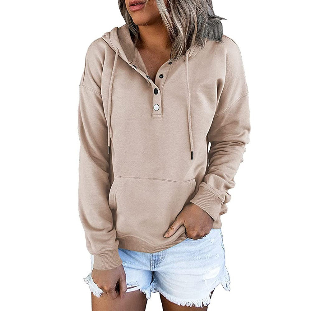 Pull à capuche femme avec détail de bouton tendance Chic und Stil