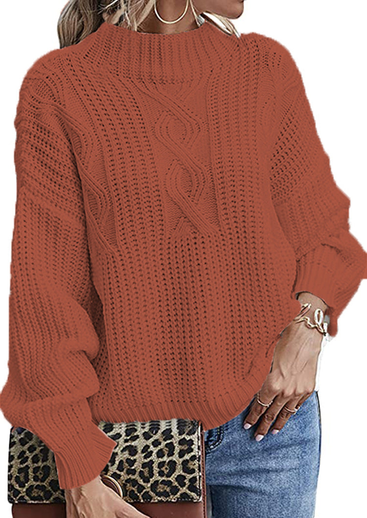 Pull en grosse maille pour femmes avec col haut et motif en relief décoratif Chic und Still
