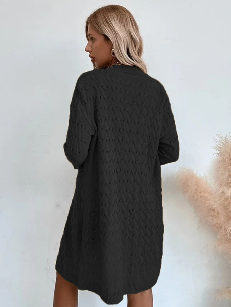 Dames Grand manteau en tricot avec motif texturé et coupe décontractée Chic und Stil