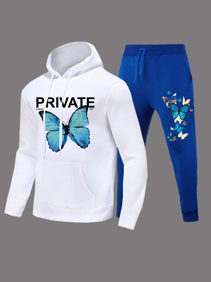 Women's hoodie and jogger pants set with colorful butterfly print Chic und Stil