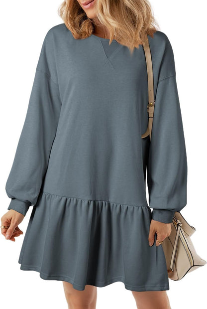Robe de sweat décontractée pour femmes avec décolleté en V et ourlet à volants Chic und Stil