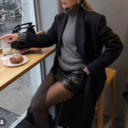 Dames Pull encolure cheminée de haute qualité à coupe décontractée oversized Chic und Stil