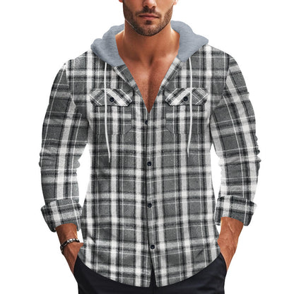 Chemise de loisirs à carreaux pour hommes avec col à capuche amovible Chic und Stil