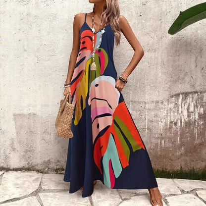 Robe maxi femme avec motif de feuille créatif Chic und Stil