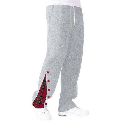 Men's comfortable casual pants with side button details and combined plaid pattern Chic and Style