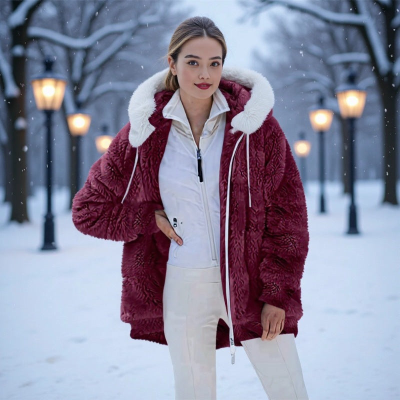 Dames Élégante parka d'hiver oversized avec polaire douillette Chic und Stil