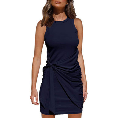 Robe Mini Drapée Tournée Sans Manches Chic und Stil