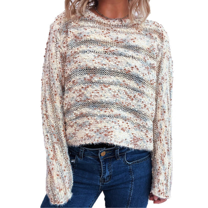 Pull en grosse maille pour femmes à manches longues et coupe décontractée Chic und Stil